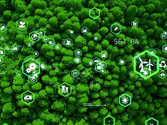 Green Forrest with Icos of Industry, Renewables