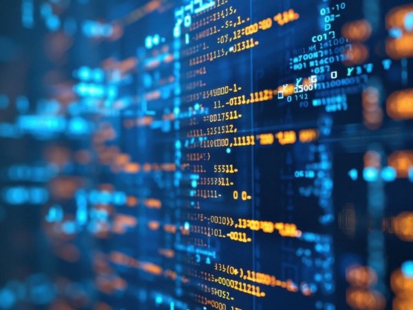 Image Of Computer Code On Blue Background