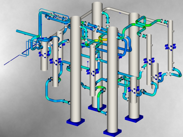 Diagramm eines mechanischen Systems mit Zahnrädern, Hebeln und Pleueln sowie Richtungspfeilen